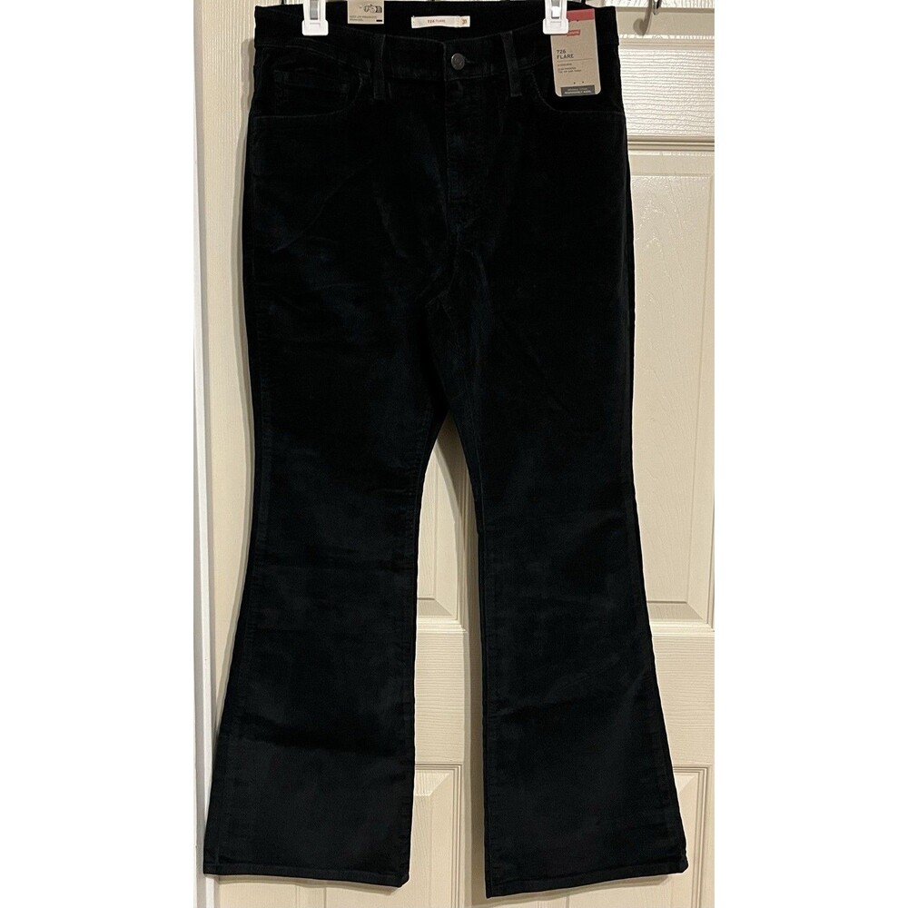 Levi's 726 High-Waisted Flare Leg Corduroy Jeans Caviar Black NWT Fits 31x29.5